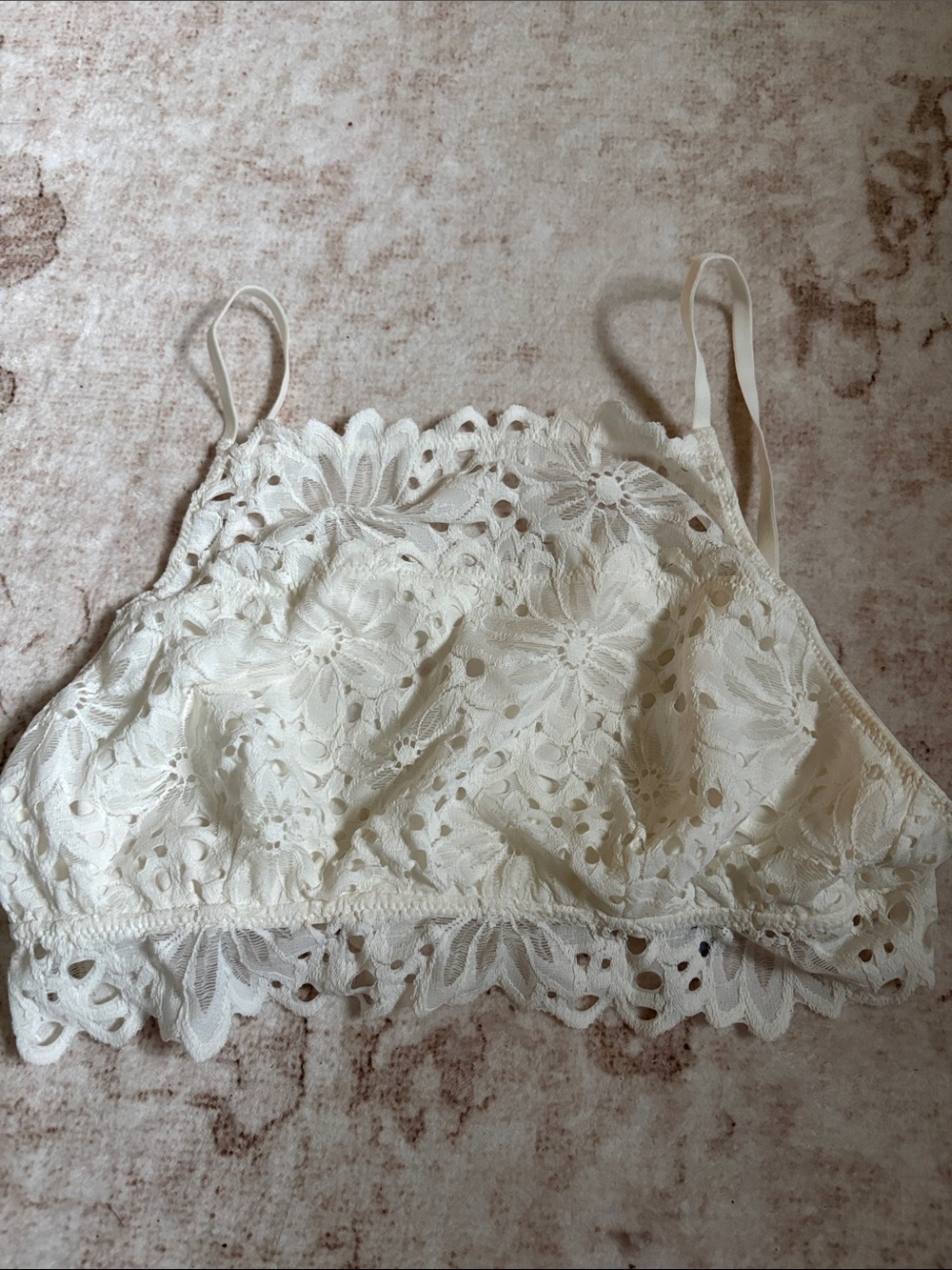 aerie Ivory Floral Lace Bralette